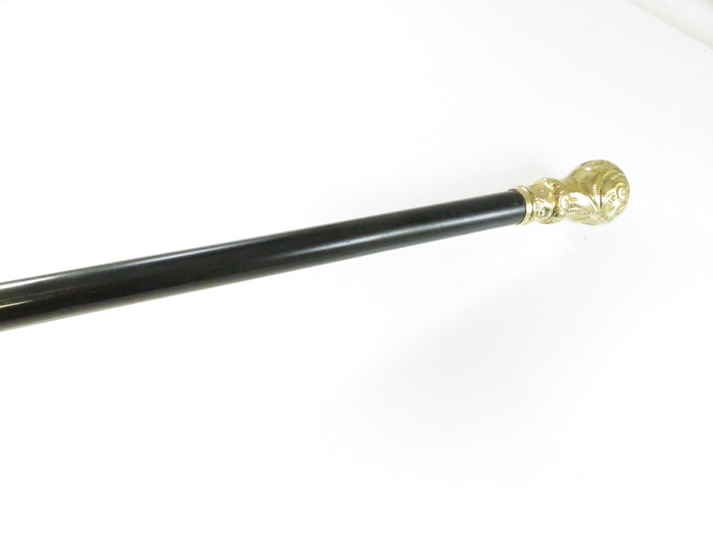 Victorian Gold-Tone Walking Cane with Ornate Knob Finial ~ Approx. 37 1/8" High