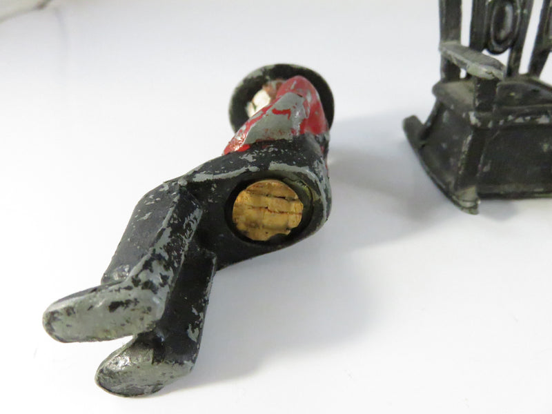 Metal Set Amish Couple Salt & Pepper Figurines in Rocking Chairs approx. 3"