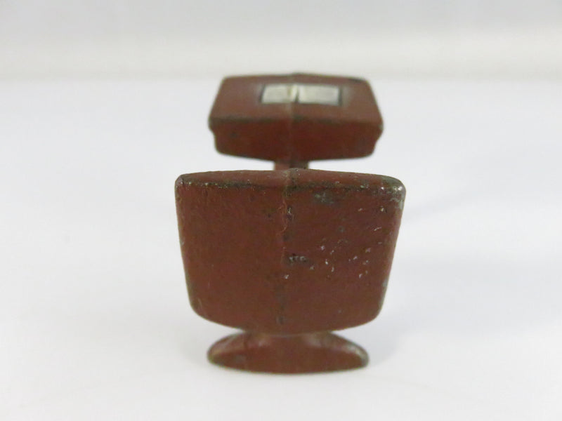 Vintage Cast Iron School Desk Figurine with Painted Book & Pencil, Brown