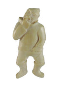 Vintage Inuit Walrus Ivory Carving of a Man in Parka, Approx. 4 3/4" — front view