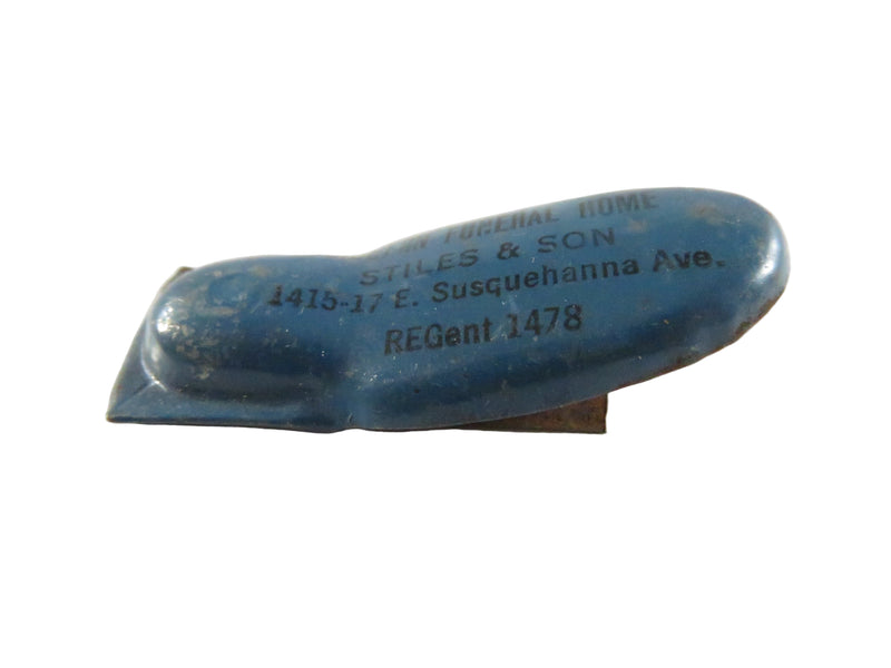 1940s Modern Funeral Home Stiles & Son Advertising Clicker – Rust & Paint Loss