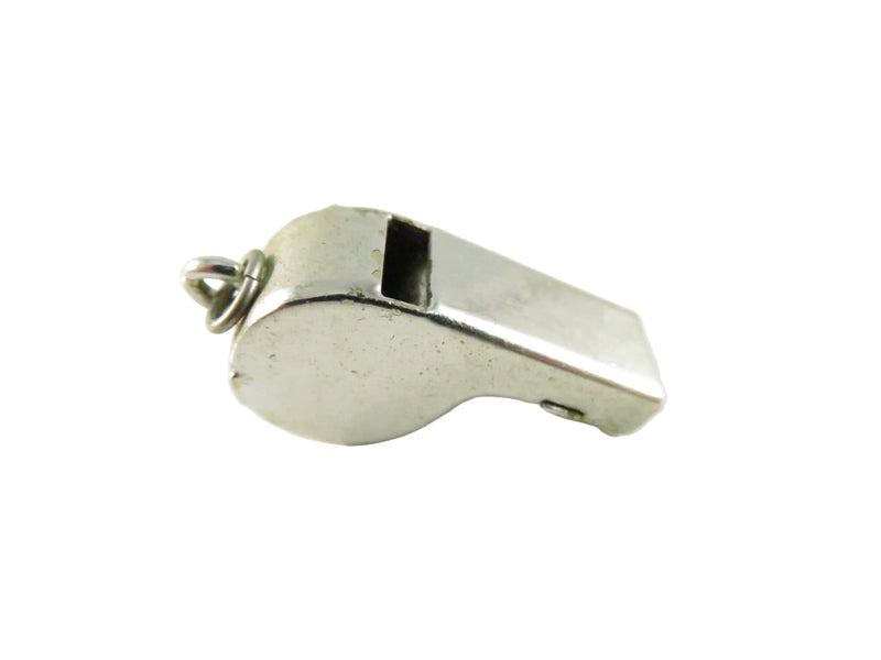 Vintage Hong Kong Silver-Tone Whistle Pendant Charm (Base Metal, 7/8″)