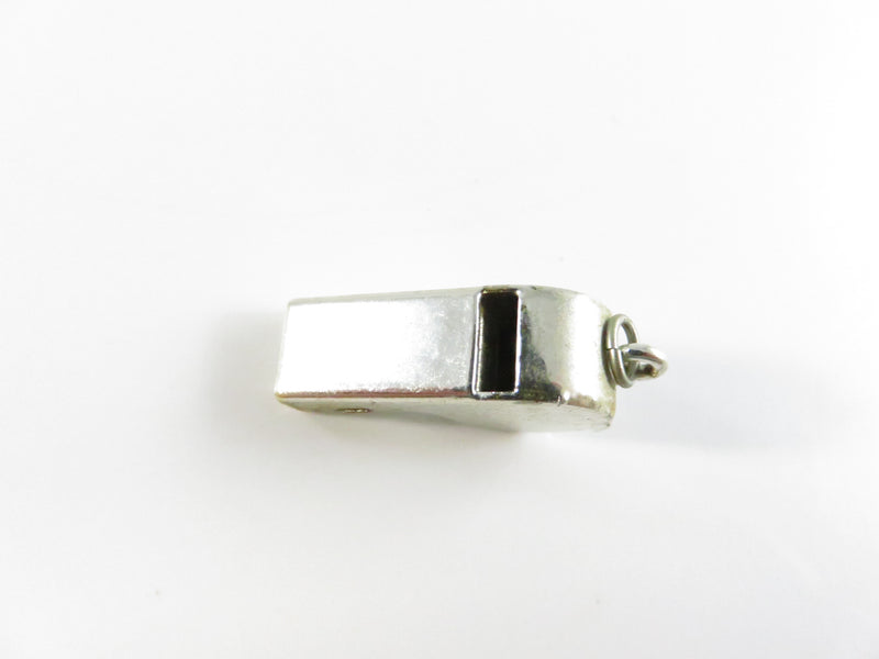 Vintage Hong Kong Silver-Tone Whistle Pendant Charm (Base Metal, 7/8″)