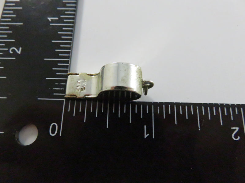 Vintage Hong Kong Silver-Tone Whistle Pendant Charm (Base Metal, 7/8″)