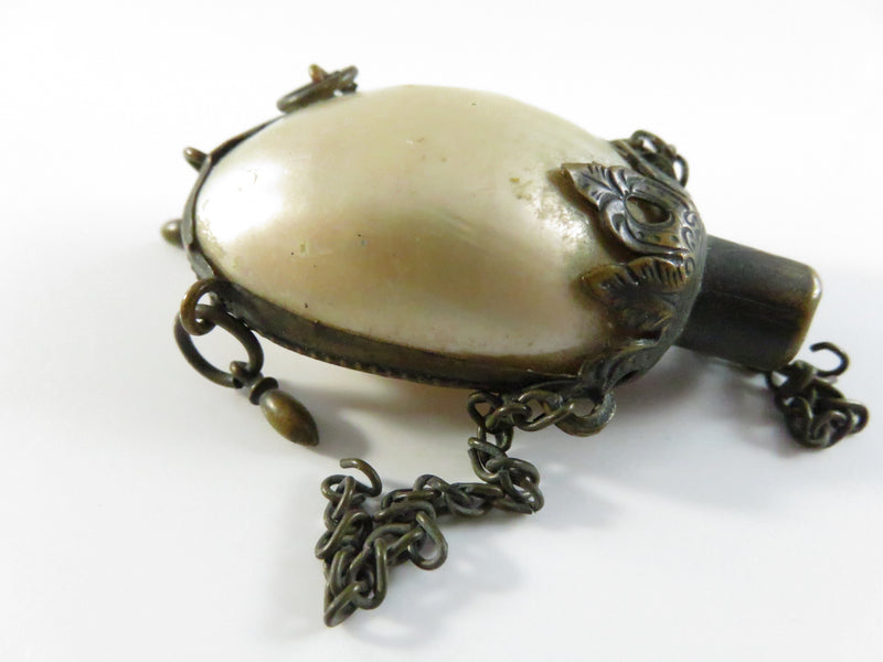 Antique Shell Snuff/Scent Bottle Chatelaine with Brass Wrap – Parts Only