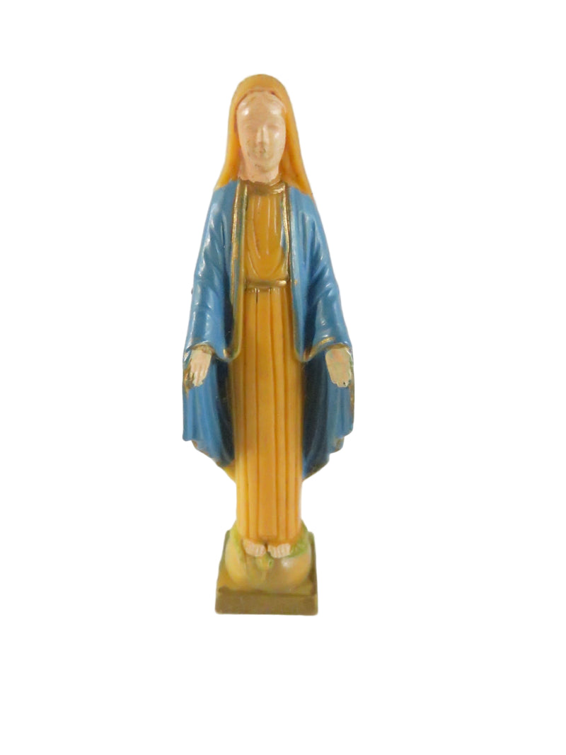 Vintage Mini Virgin Mary Statue approx. 2½" Plastic / Resin Missing Magnet
