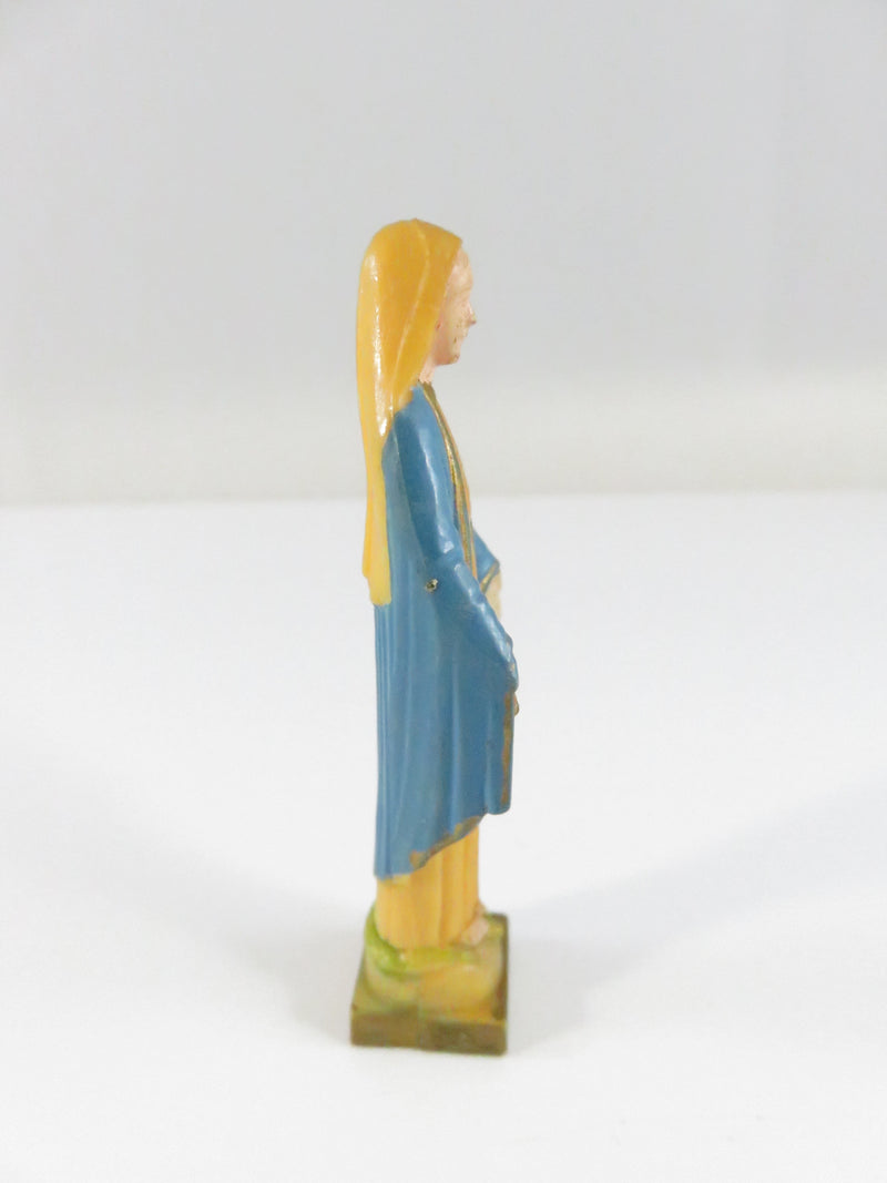 Vintage Mini Virgin Mary Statue approx. 2½" Plastic / Resin Missing Magnet