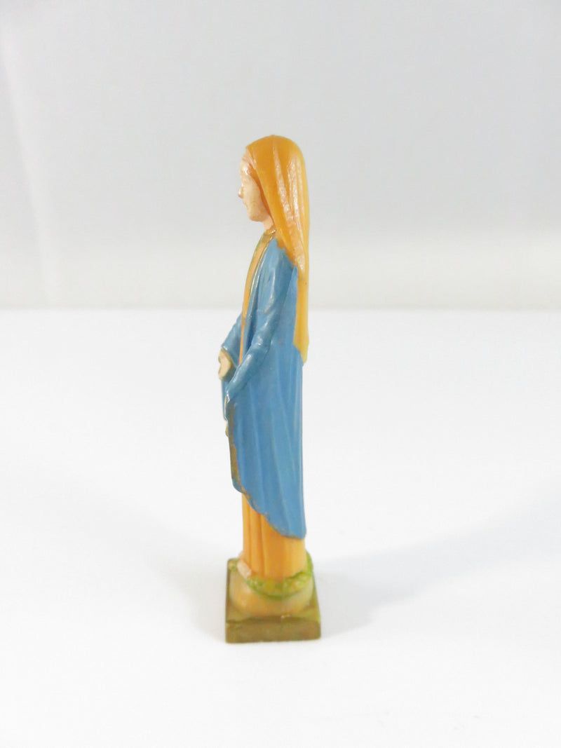 Vintage Mini Virgin Mary Statue approx. 2½" Plastic / Resin Missing Magnet
