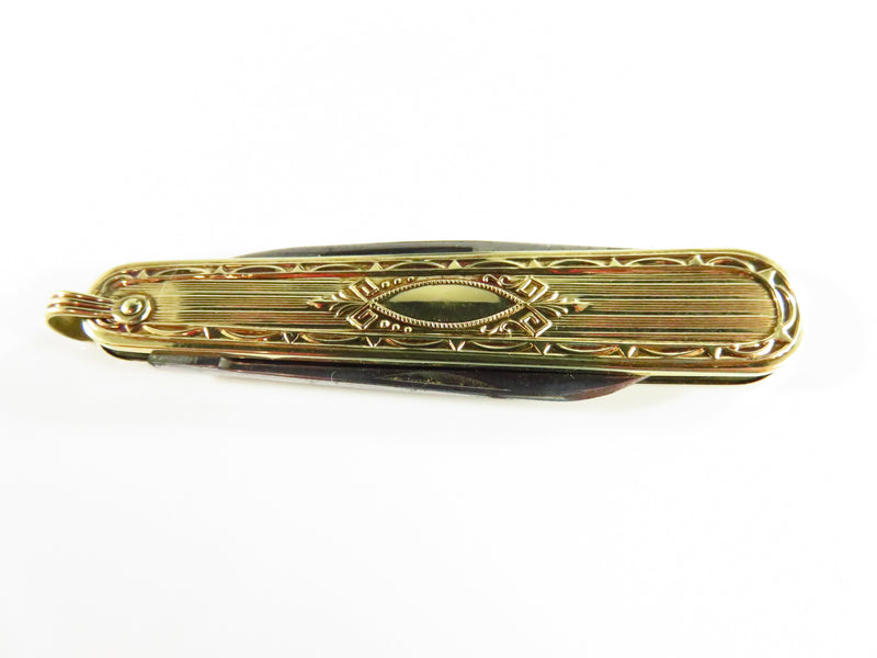 Ostby Barton 14K Gold Art Deco Pocket Watch Fruit Pear Knife