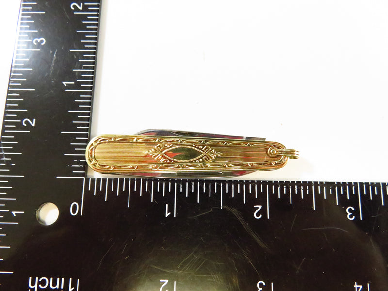 Ostby Barton 14K Gold Art Deco Pocket Watch Fruit Pear Knife