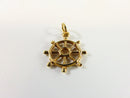 18K (750) Yellow Gold Ships Steering Wheel Helm Wheel Charm or Pendant product image for Just Stuff I Sell, clear front view, neutral background, original listing photo, optimized descriptive alt text, centered composition variant 3