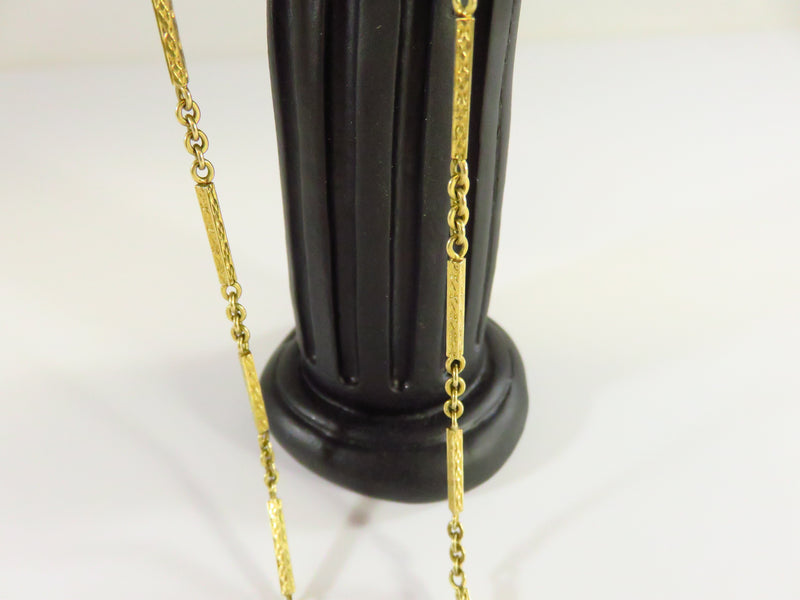 Art Deco Yellow Gold Pocket Watch Chain 12 1/4" Bar Chain by Martin-Copeland Co.