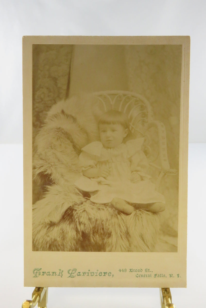 Antique Cabinet Card Pouty Little Girl in Chair Frank Lariviere, Central Falls R