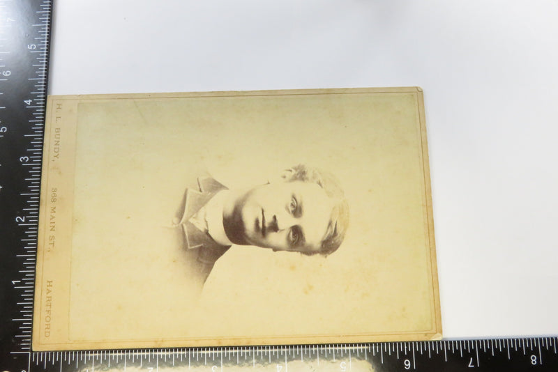 Antique Cabinet Card Headshot of Young Man H.L. Bundy Hartford CT