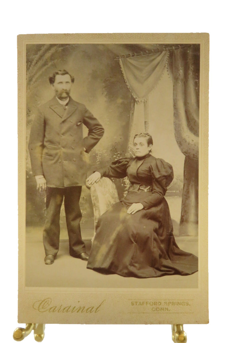 Antique Cabinet Card Man with Signet Ring Woman With Watch Chain Carainal