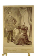 Antique Cabinet Card Man with Signet Ring Woman With Watch Chain Carainal — front view