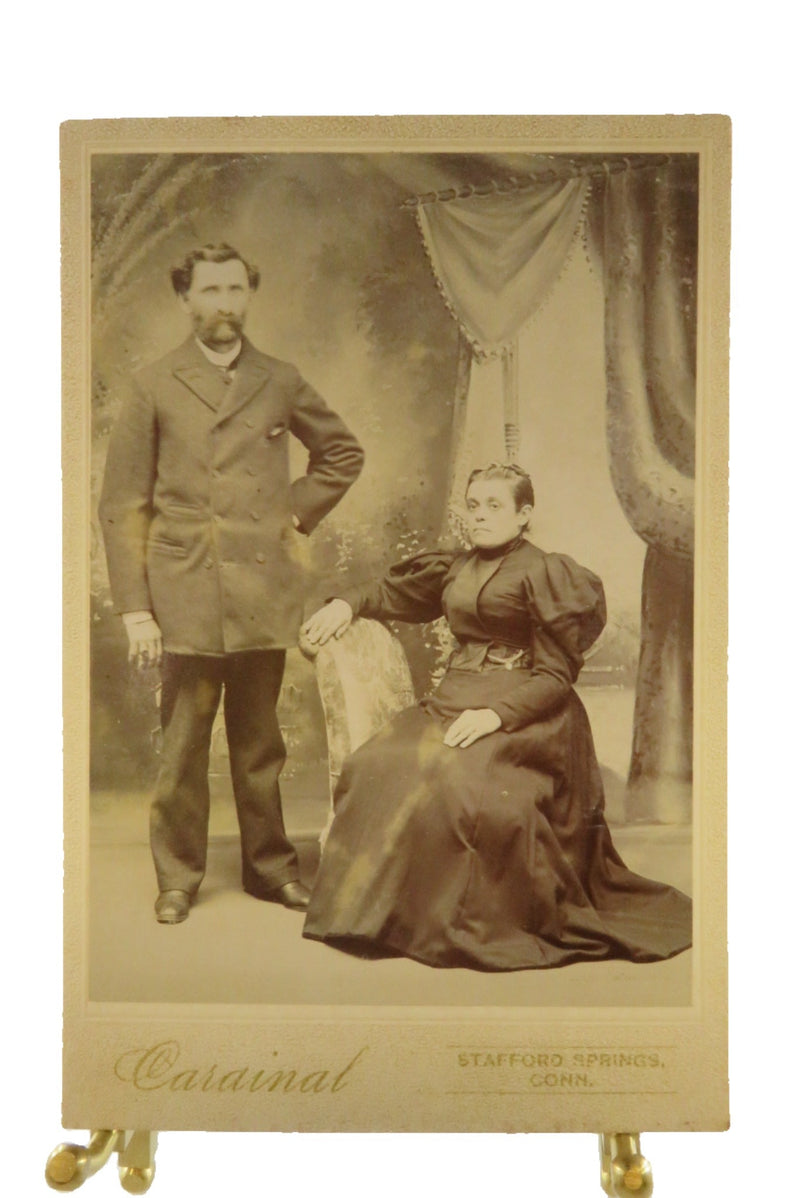 Antique Cabinet Card Man with Signet Ring Woman With Watch Chain Carainal — front view