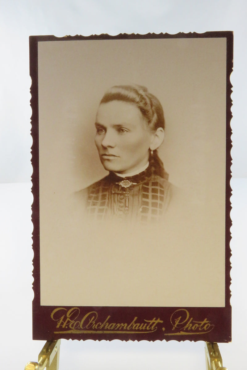 Antique Cabinet Card Woman with Fancy Collar Pin H. E. Archambault Montreal