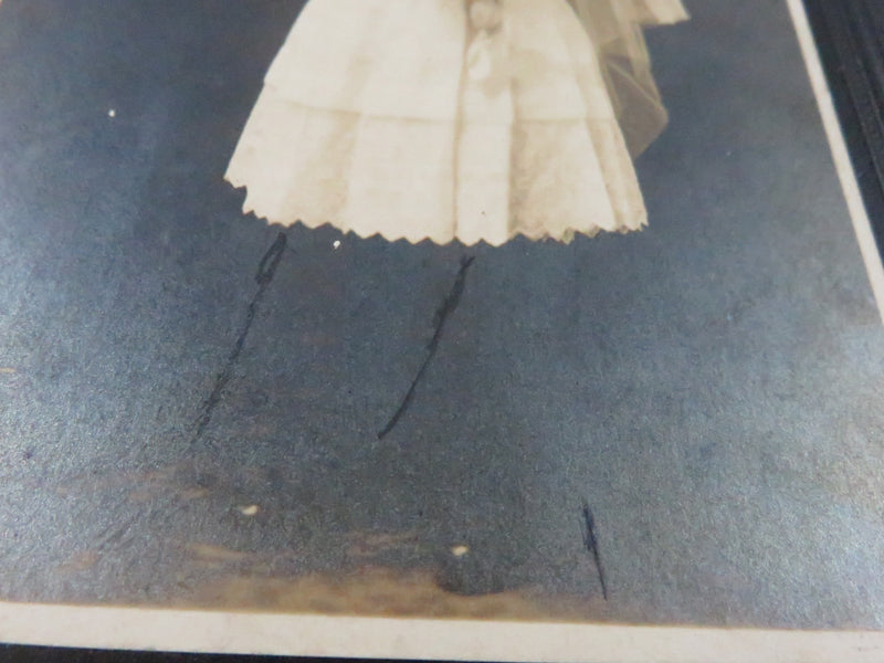Young Girl in First Communion Dress – Early 1900s Mounted Photograph by Davis Studio, Bayonne NJ
