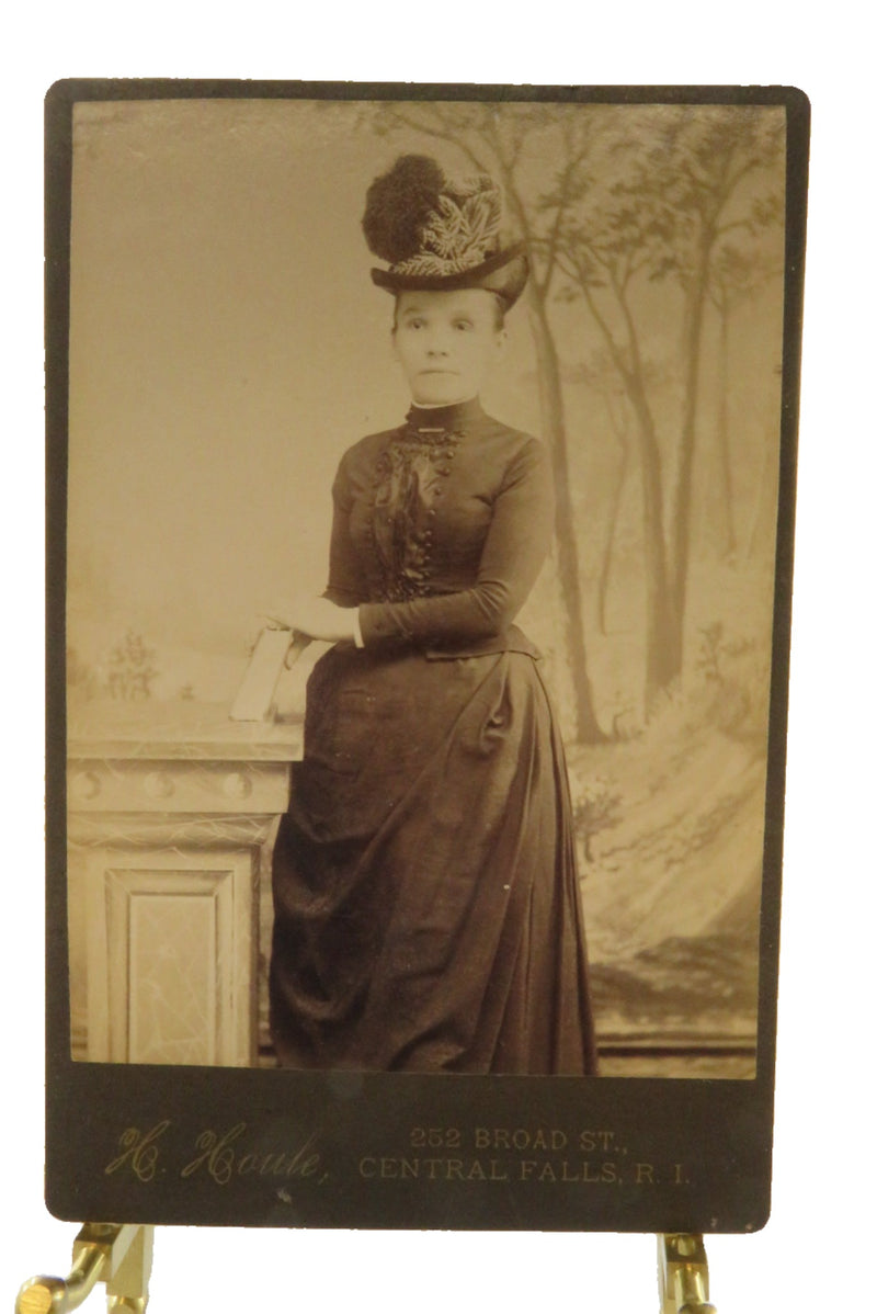 Cabinet Card Young Woman Big Hat H. Houle Central Falls Rhode Island