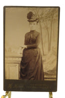 Antique Cabinet Card Young Woman Big Hat H. Houle Central Falls Rhode Island — front view