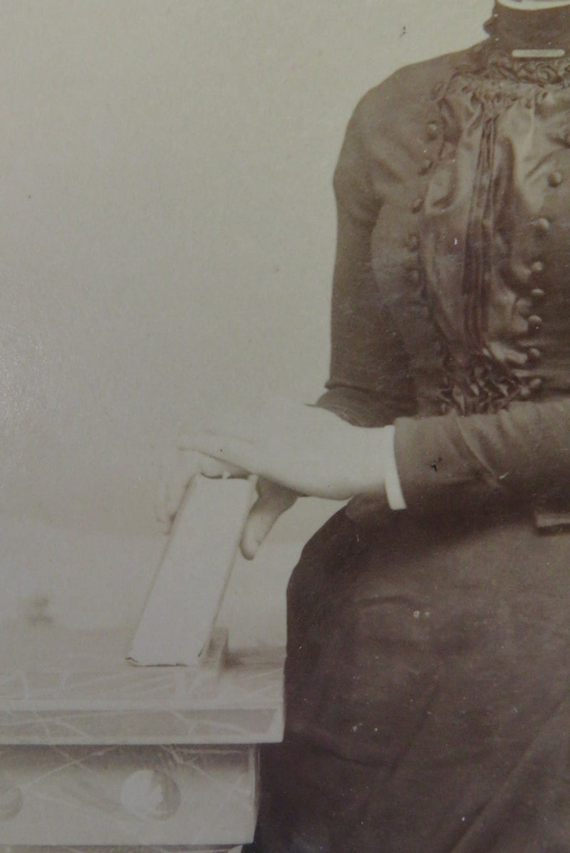 Antique Cabinet Card Young Woman Big Hat H. Houle Central Falls Rhode Island