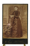 Antique Cabinet Card Young Woman Belt Sash Collar Pin Earrings H. Houle — front view