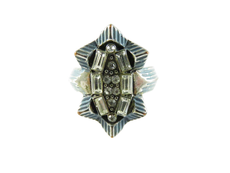 Lulu Frost Silver-Tone Blue Enamel Statement Ring – Size 6.25 – Restoration Piece