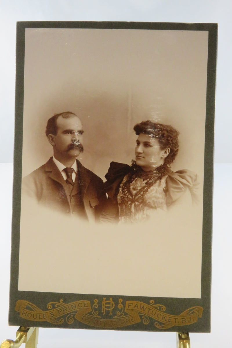 Antique Cabinet Card Man & Woman Houle & Prince Trinity Square Pawtucket