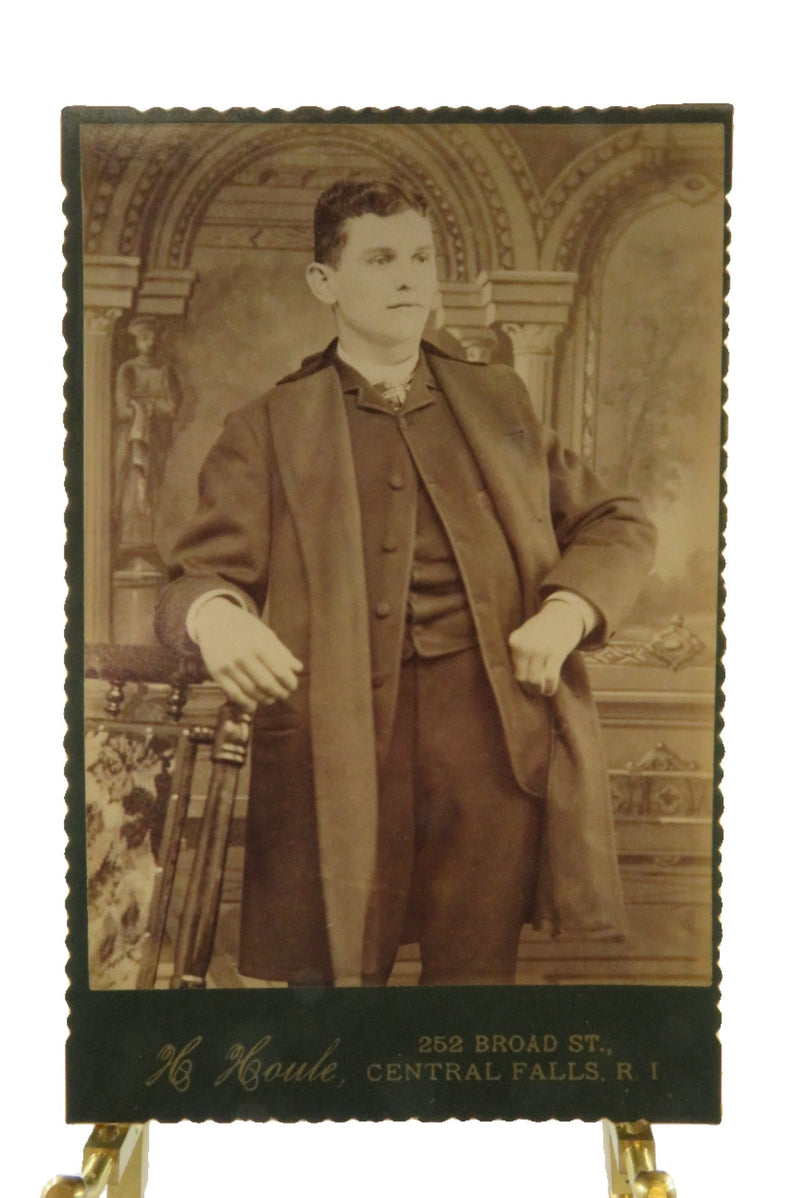 Antique Cabinet Card Young Posing Left by H. Houle Central Falls R.I. — front view