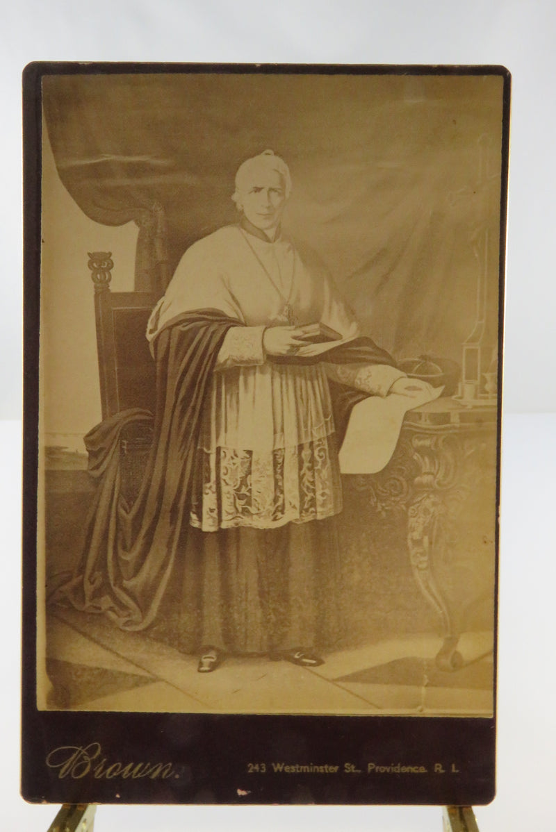 Antique Cabinet Card of Priest Pope Figure Art, Brown of Providence Rhode Island