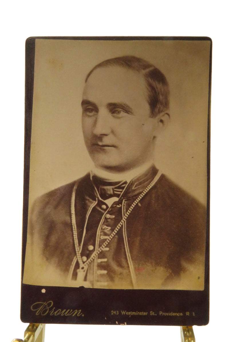 Antique Cabinet Card of Cardinal or Priest Figure, Brown of Providence Rhode Isl