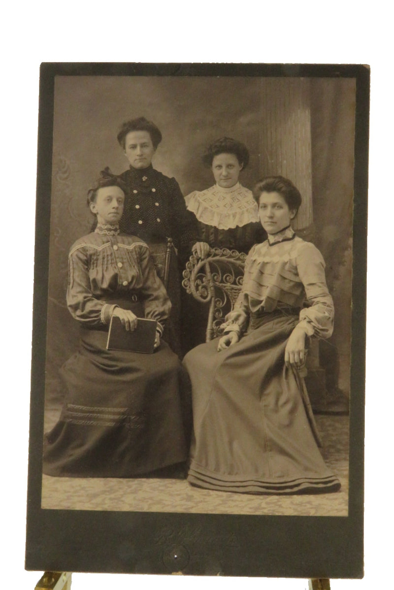Antique Cabinet Card Photo of 4 Women Wearing Circa 1905 Clothing — front view