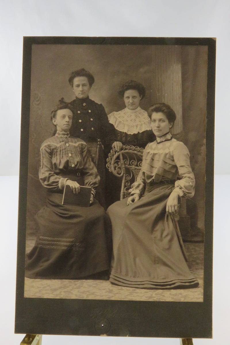 Antique Cabinet Card Photo of 4 Women Wearing Circa 1905 Clothing