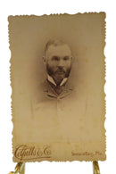 Antique Cabinet Card Man in Tie Fancy Edge Colpitts & Co Lewiston, Maine — front view