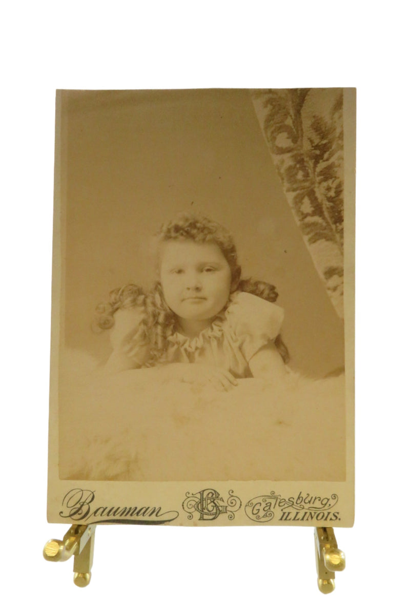 Antique Cabinet Card Cute Little Girl Cut Card Bauman Gatesburg Illinios