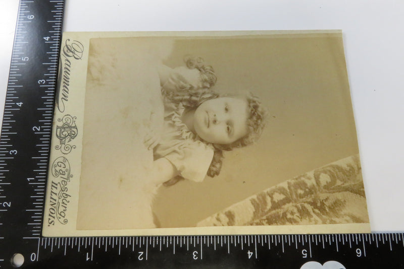 Antique Cabinet Card Cute Little Girl Cut Card Bauman Gatesburg Illinios