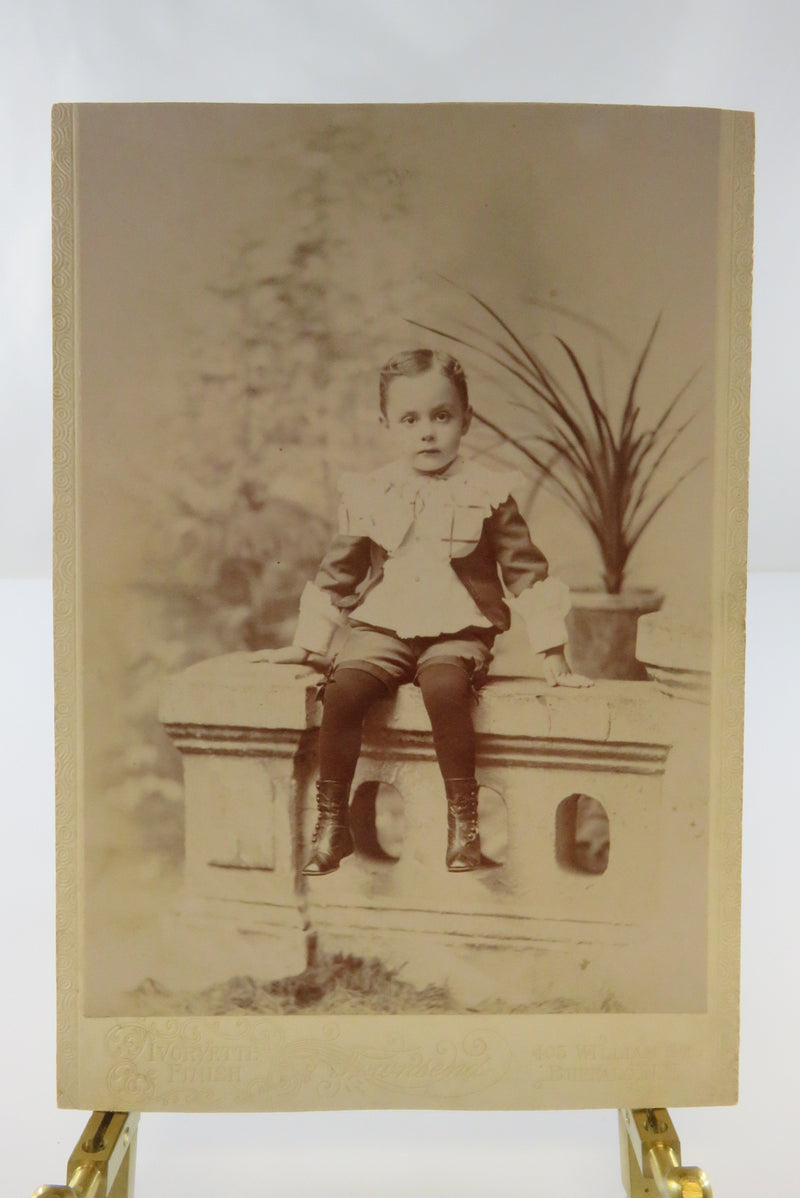 Antique Cabinet Card Cute Little Sitting Boy Cut Card Townsend Buffalo NY