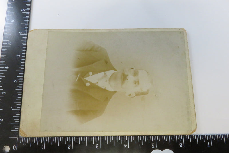 Antique Cabinet Card c1885 Man Wearing Suit Tie Bar and Buttons