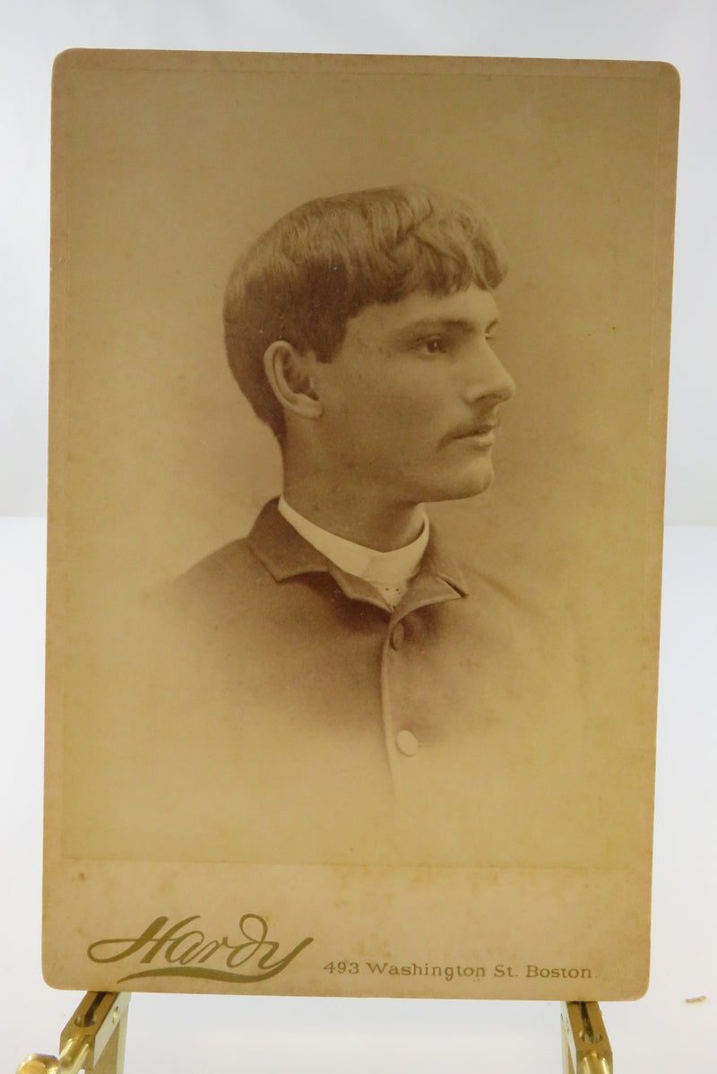 Antique Cabinet Card Young Man in Pose Left, To Sadi,  Hardy Boston Mass
