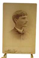 Antique Cabinet Card Young Man in Pose Left, To Sadi, Hardy Boston Mass — front view