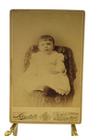 Antique Cabinet Card Cute Little Toddler in Chair Sawtelle Biddeford Maine — front view