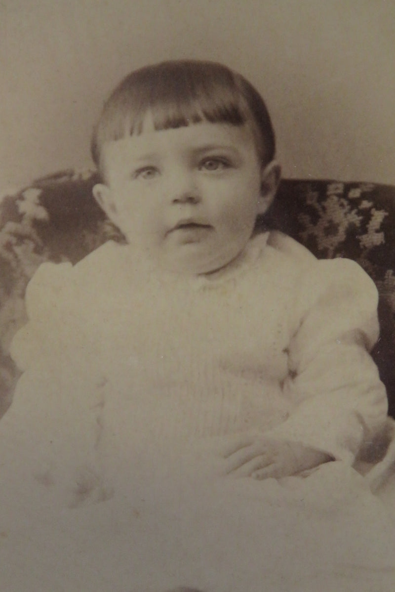 Antique Cabinet Card Cute Little Toddler in Chair Sawtelle Biddeford Maine