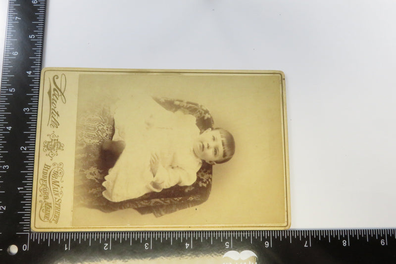 Antique Cabinet Card Cute Little Toddler in Chair Sawtelle Biddeford Maine