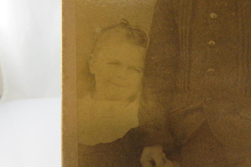 Antique Cabinet Card 1887 Boy and 2 Sisters holding hand Hidden Middle Finger