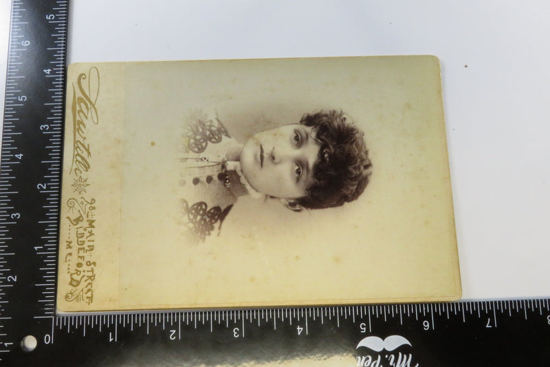 Antique Cabinet Card Woman with Bookchain Adornment Sawtelle Biddeford Maine