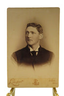 Antique Cabinet Card Man Looking Right Blonde Hair Loupret Lowell Mass — front view