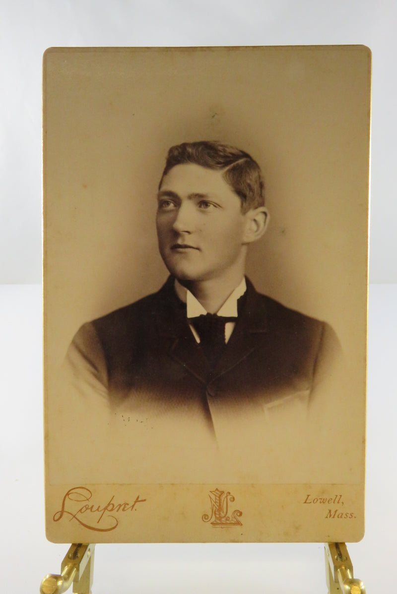 Antique Cabinet Card Man Looking Right Blonde Hair Loupret Lowell Mass