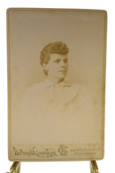 Antique Cabinet Card Woman in White Lothrop & Cunningham Providence RI — front view