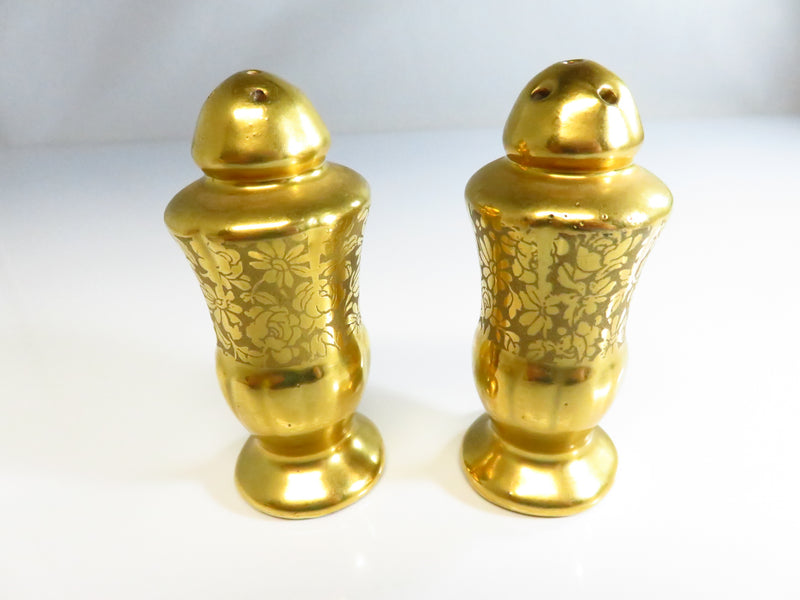 Vintage Gilded Gold Stouffer China Salt & Pepper Shakers